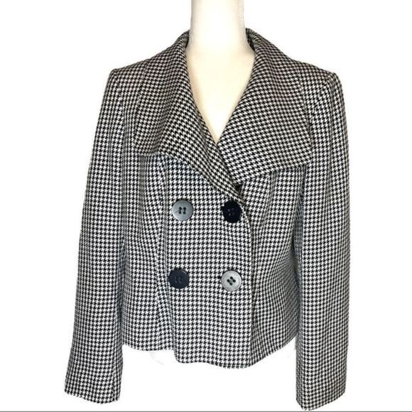 𝅺LIZ Claiborne Suits Blazer Jacket Houndstooth‎ Size 14 - Picture 1 of 5